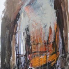 Laborer 7, Mixed Media on Mylar, 60” x 36”, 2025