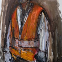 Laborer 7, Mixed Media on Mylar, 60” x 36”, 2025