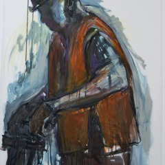 Laborer 9, Mixed Media on Mylar, 60” x 36”, 2025