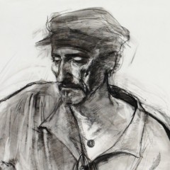 Mending the Net, 36 x 36 inches, Charcoal, 2008