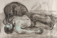 Study for Pieta III, 40 x 60 inches, Charcoal with Pastel, 2015