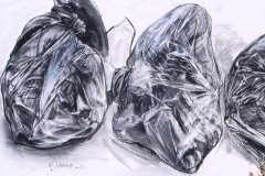 The Mud Flat Drawings; Bags, 60 x 36 inches, Charcoal, 2004