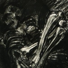 <em>The Mud Flat Drawings; Burial,</em> 60 x 36 inches, Charcoal, 2005