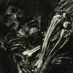 The Mud Flat Drawings; Burial, 60 x 36 inches, Charcoal, 2005