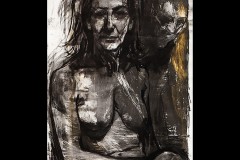 Susanna and the Elders, 60 x 24 inches, Mixed Drawing Media over Lithograph, 2013