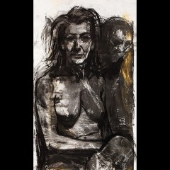 Susanna and the Elders, 60 x 24 inches, Mixed Drawing Media over Lithograph, 2013