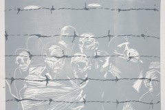 Refugee Camp, 18 x 24 inches, Woodcut, 2015