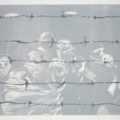 Refugee Camp, 18 x 24 inches, Woodcut, 2015