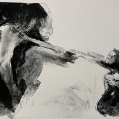 Two Figures, Lithograph, 30” x 44”, 2025
