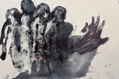 The Four Horsemen of the Apocalypse; Sen. Chase; Smear Study, Monotype, 18” x 24”, 2025