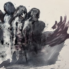 The Four Horsemen of the Apocalypse; Sen. Chase; Smear Study, Monotype, 18” x 24”, 2025