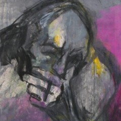 <em>The Smoker,</em> 36 x 24 inches, Monotype with Pastel, 2010