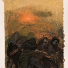 Migration I, 18 x 24 inches, Pastel over Ink, 2015-16