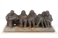  The Bench, 7 x 15 x 18 inches, Terracotta/Rubber/Wood, 2020