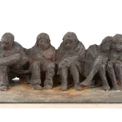 <em> The Bench,</em> 7 x 15 x 18 inches, Terracotta/Rubber/Wood, 2020